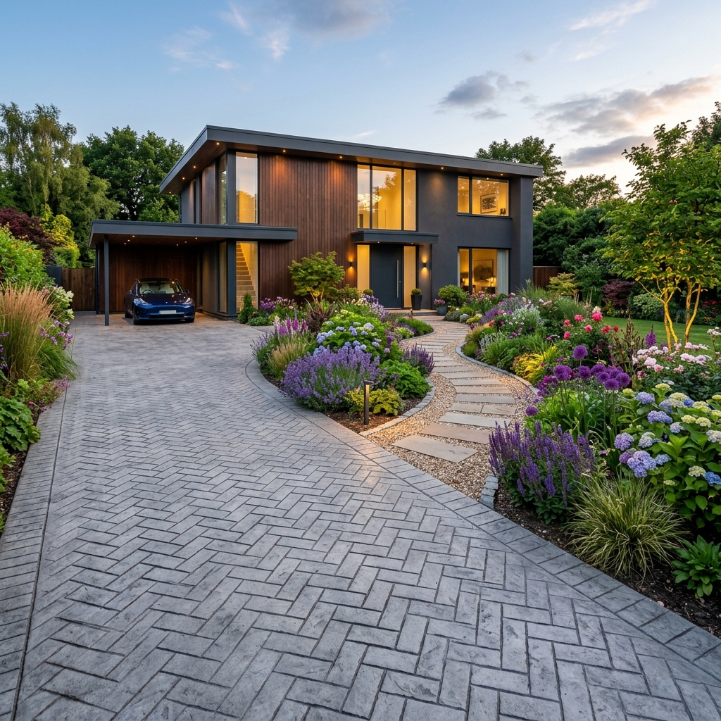 Concrete imprint driveway Essex